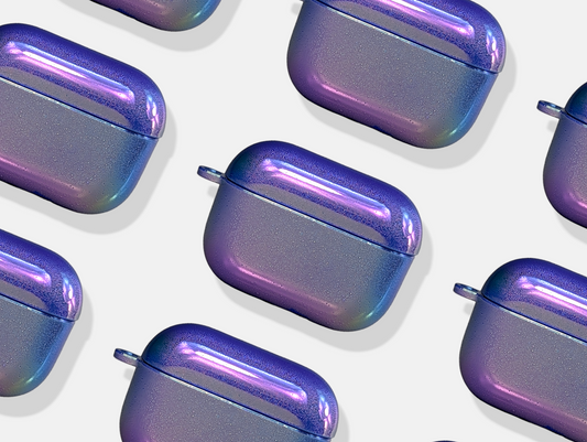 Textured blue chrome airpod case