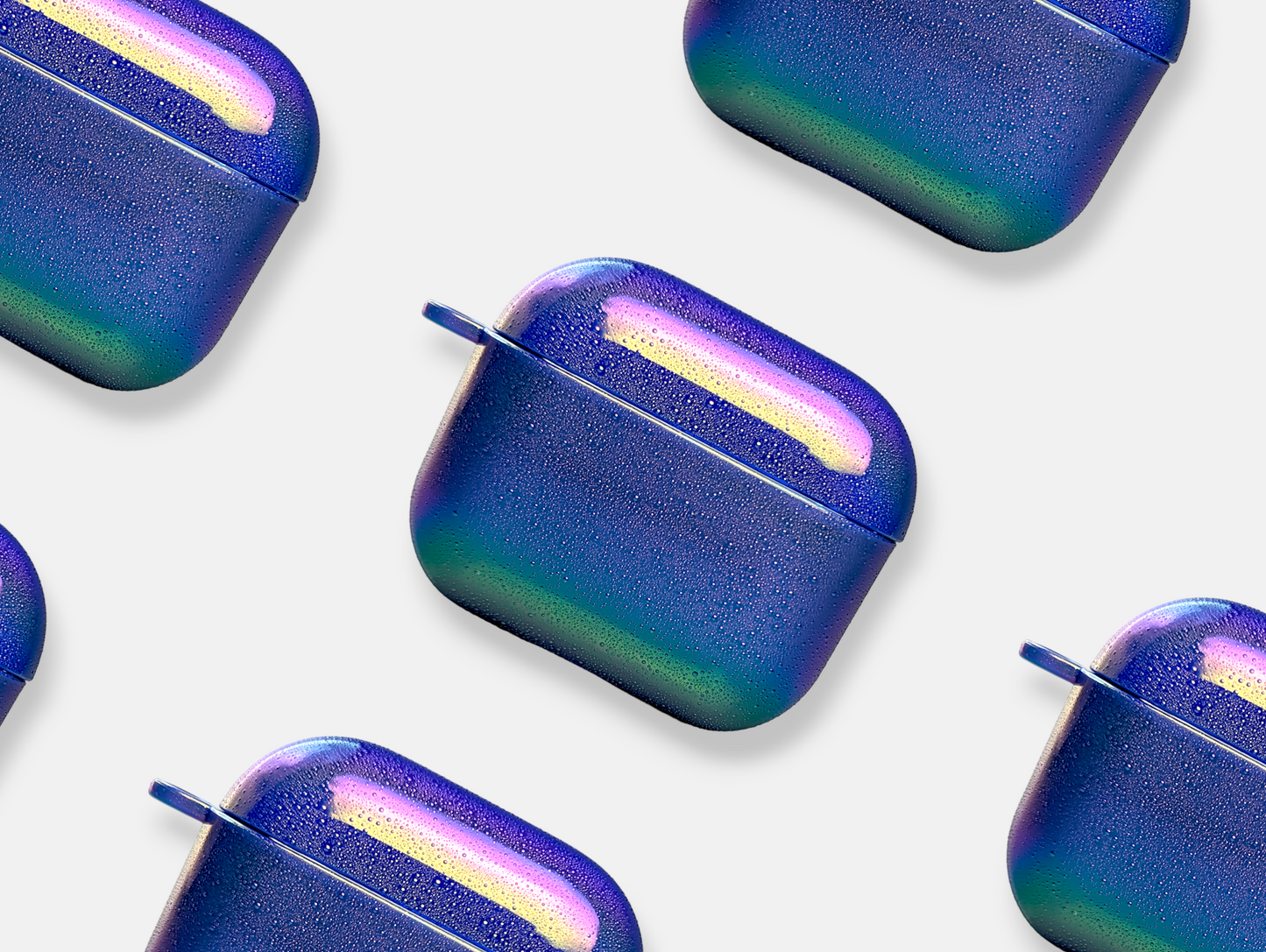 Textured blue chrome airpod case