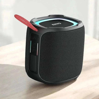 Waterproof Bluetooth speaker with RGB lights, 60W output, portable design, and IPX7 waterproof rating.